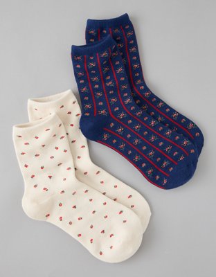 AE Graphic Ruffle Cropped Crew Socks