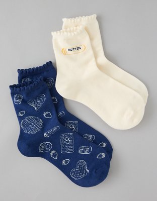 AE Graphic Cropped Crew Socks 2-Pack