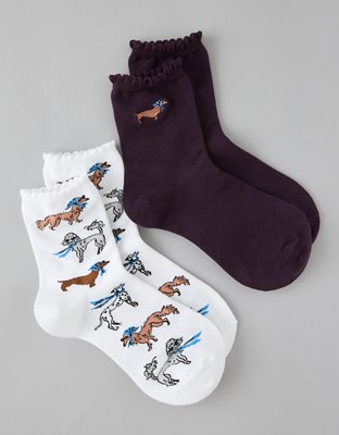 AE Graphic Cropped Crew Socks 2-Pack