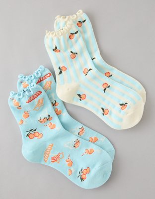 AE Graphic Cropped Crew Socks 2-Pack