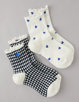 AE Graphic Cropped Crew Socks 2-Pack from American Eagle - $11.21