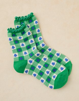 AE Graphic Ruffled Cropped Crew Socks