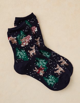AE Graphic Ruffle Cropped Crew Socks