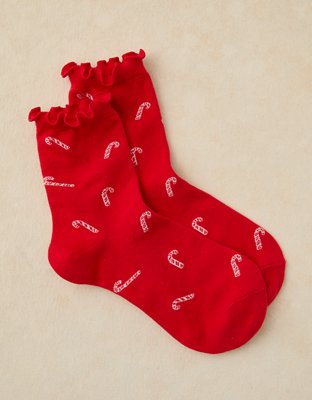 AE Graphic Ruffled Cropped Crew Socks
