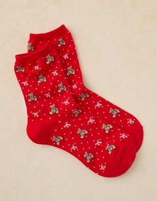 AE Graphic Ruffle Cropped Crew Socks