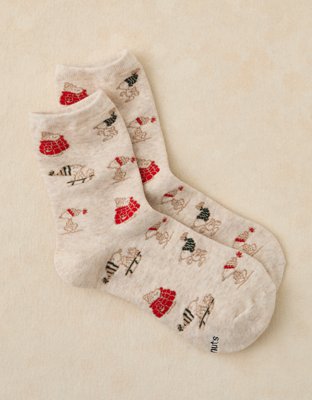 AE Graphic Ruffled Cropped Crew Socks