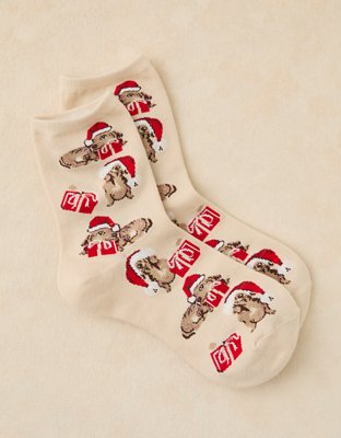 AE Graphic Ruffled Cropped Crew Socks