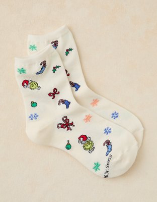 AE Grinch Cropped Crew Socks