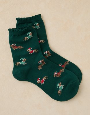 AE Graphic Ruffled Cropped Crew Socks