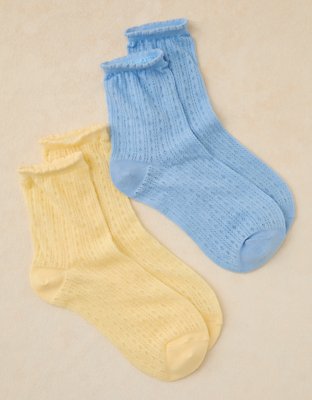 AE Pointelle Cropped Crew Socks 2-Pack