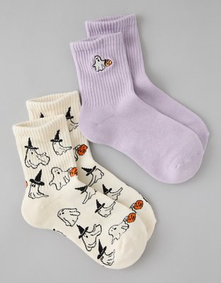 Ensemble de deux paires de mi-chaussettes courtes d’Halloween AE
