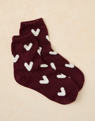 AE Knit Heart Cropped Crew Socks