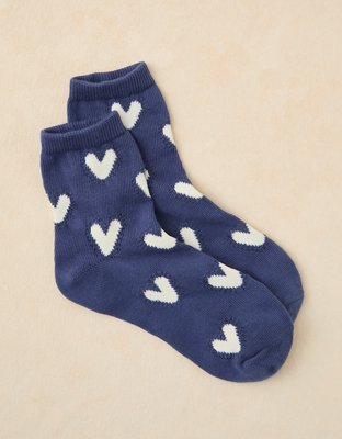 AE Knit Heart Cropped Crew Socks