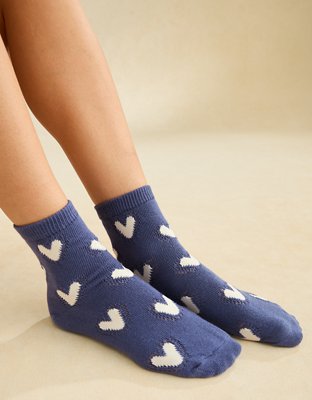 AE Knit Heart Cropped Crew Socks
