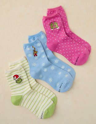 AE Grinch Crew Socks 3-Pack