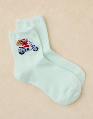 AE Graphic Ruffled Cropped Crew Socks