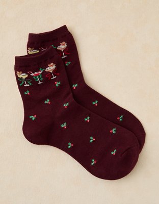 AE Graphic Ruffled Cropped Crew Socks