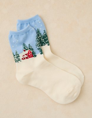 AE Graphic Ruffled Cropped Crew Socks