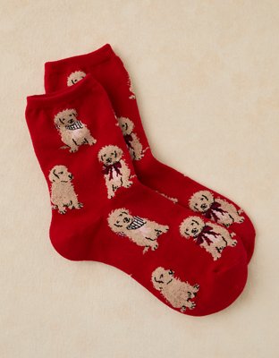 AE Graphic Ruffled Cropped Crew Socks