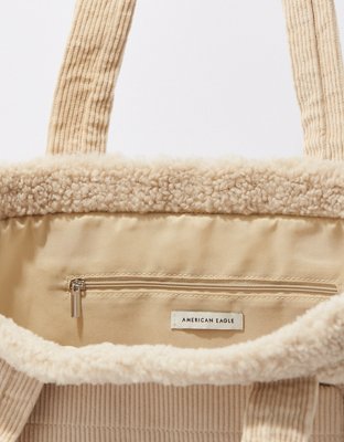 AEO Cozy Corduroy Sherpa Tote Bag