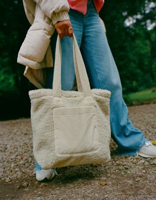 AEO Cozy Corduroy Sherpa Tote Bag