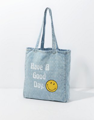 AE Smiley® Checkered Nylon Tote Bag