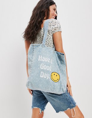 AE Smiley® Checkered Nylon Tote Bag