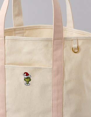 AE Cotton Canvas Holiday Grinch Tote Bag