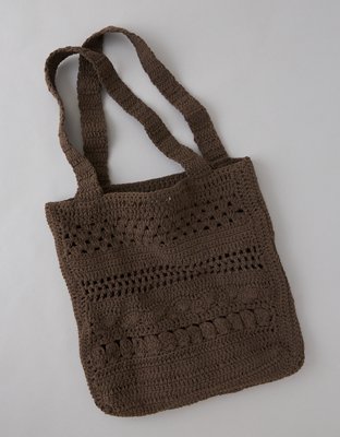 AE Crochet Knit Tote Bag | American Eagle display picture 1