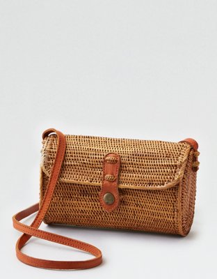 Street Level Woven Straw Shoulder Bag, Natural | American Eagle Outfitters