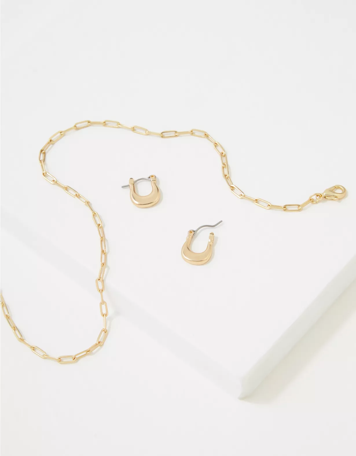 AEO Gold Necklace + Earring Set