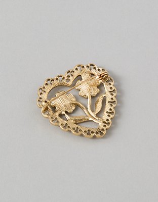 AEO Gold-Toned Heirloom Heart Brooch