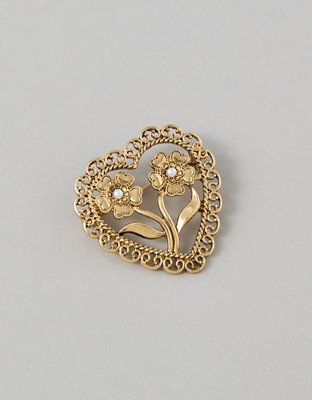 AEO Gold-Toned Heirloom Heart Brooch