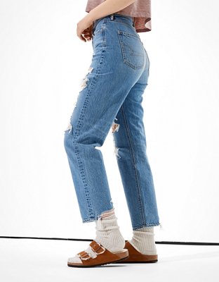 ae ripped highest waist baggy straight jean