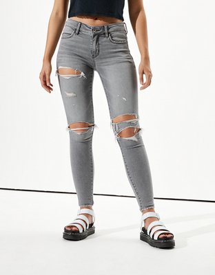 American eagle black hot sale ripped jeggings