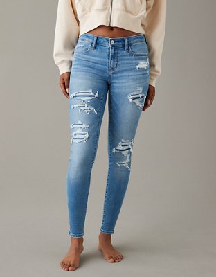 YOBEGG Jean Leggings Jeggings for Women High Waist Tummy Control with Back  Pockets Skinny Stretchy Denim Print Fake Jeans