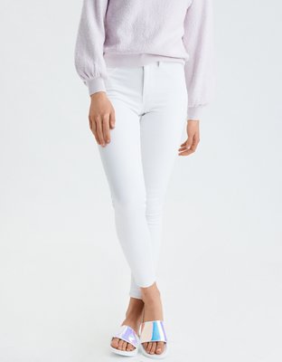 american eagle high waisted white jeans