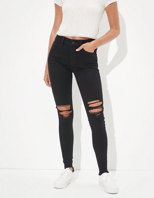 american eagle dark ripped jeans