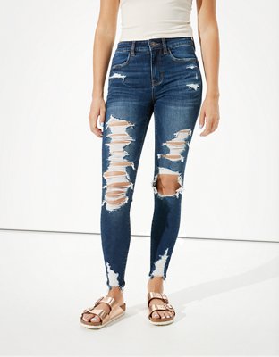 distressed jeggings high waisted