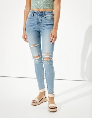 american eagle dark wash ripped jeans