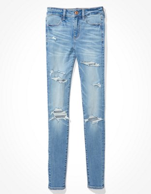 american eagle light ripped jeans