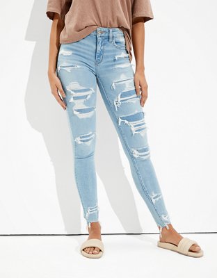 american eagle jeans patched