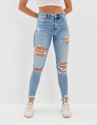 Blue ripped hot sale jeans american eagle