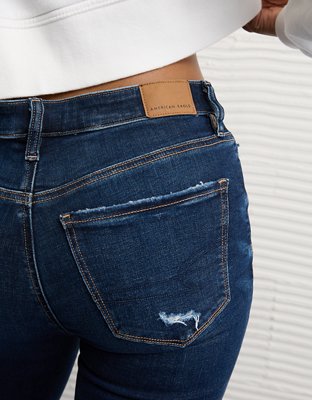 Женские джинсы American Eagle AE High-Waisted Ripped Jegging, цвет: Тёмный Винтажный — фото 5