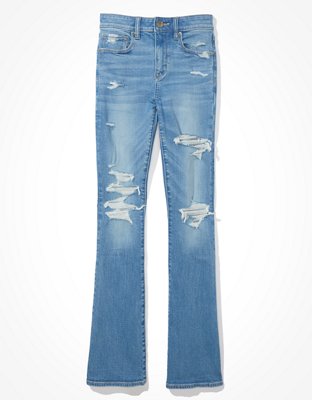 American Eagle AEO High Rise Jegging Crop Frayed Ankle Jeans