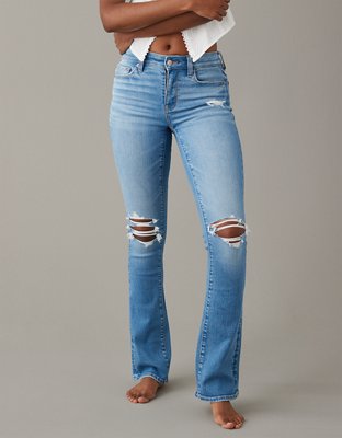 AE Stretch Curvy Ripped Super High-Waisted Flare Jean, 55% OFF