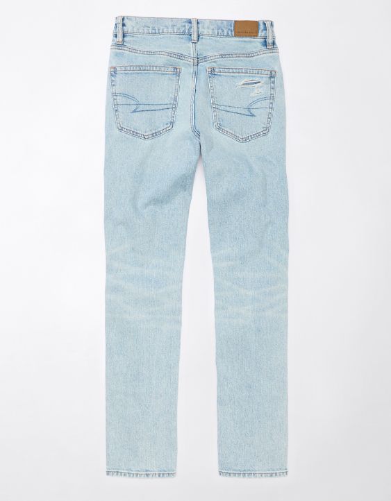 AE Stretch Super High-Waisted Ripped Ankle Straight Jean