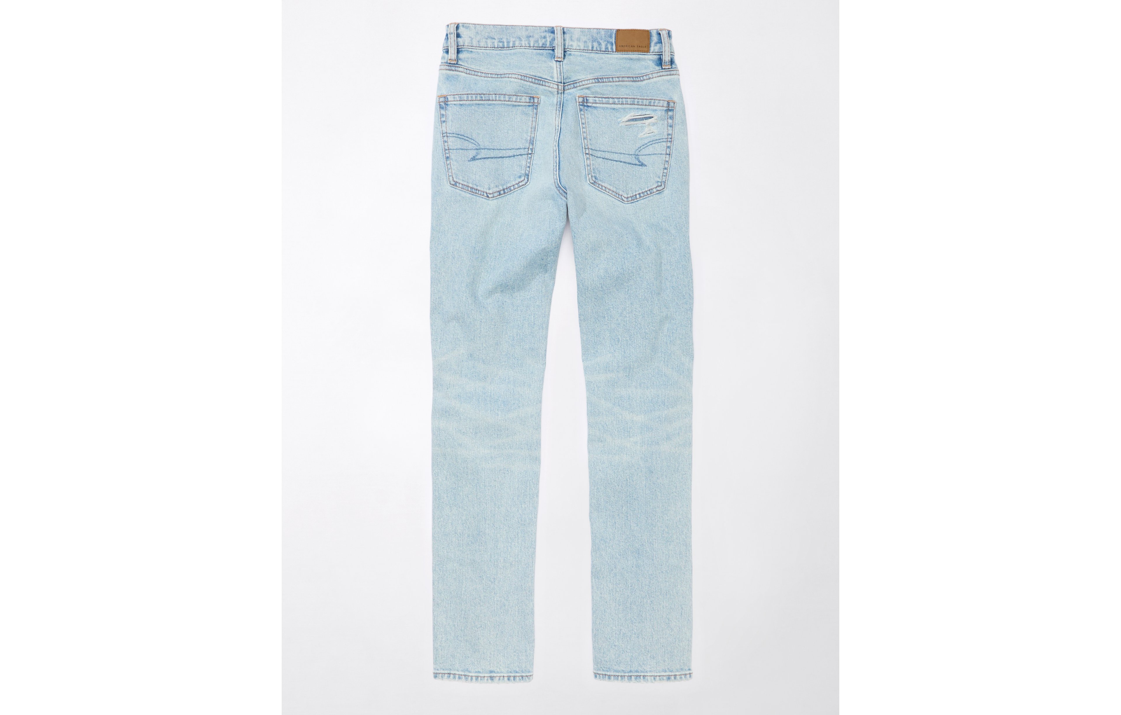 AE Stretch Super High-Waisted Ripped Ankle Straight Jean