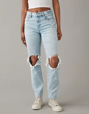 Stretch High-Waisted Ripped Ankle Jean