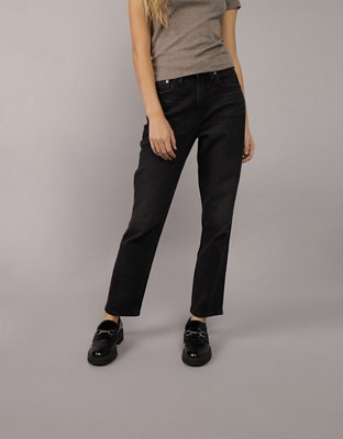 AE Stretch Super High-Waisted Ripped Ankle Straight Jean